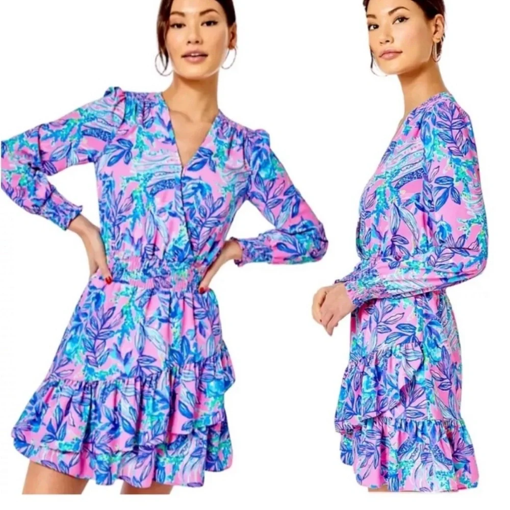Lilly Pulitzer SZ 8 NWOT Cristiana Stretch Mini Dress in Just a Lil Jelly Pink - Picture 1 of 5